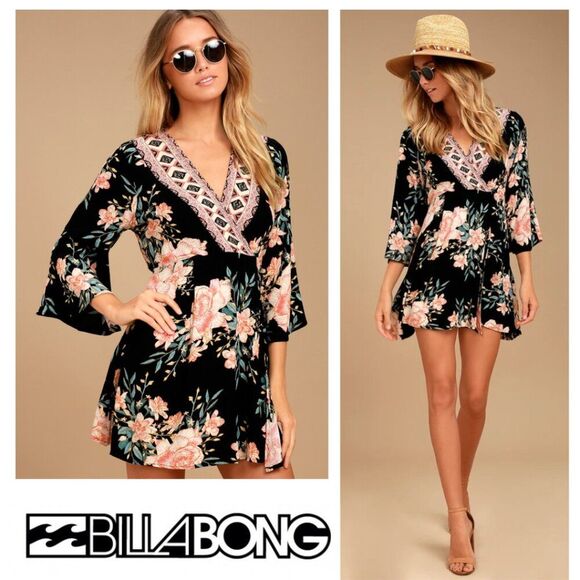 Billabong Divine Floral Wrap Mini Dress